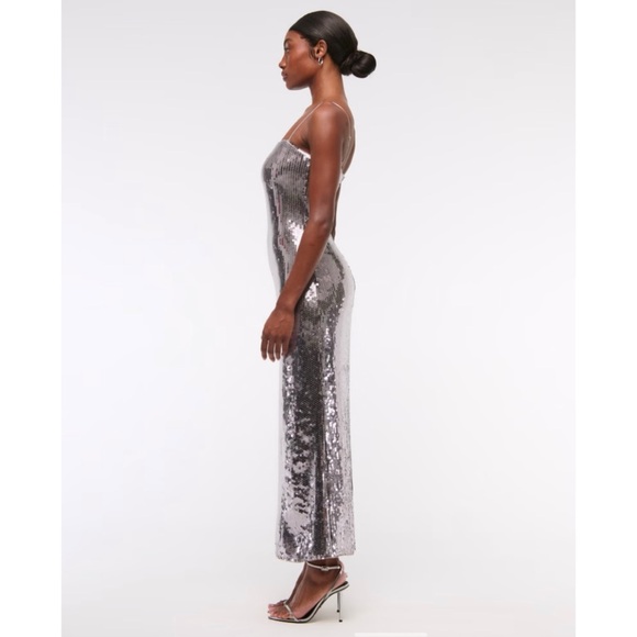 Abercrombie Straight Neck Sequin Midi Dress, size L - Picture 5 of 8